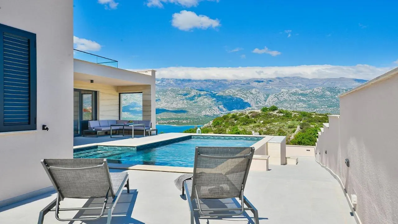 Villa Zariva With Pool And Panoramic Mountain And Vinjerac